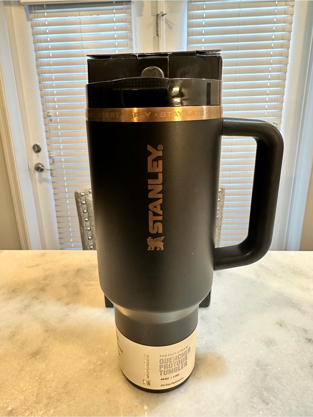 Stanley Messi “GOAT” Start Early Stay Late Black with Gold Pro-Tour 40oz Tumbler